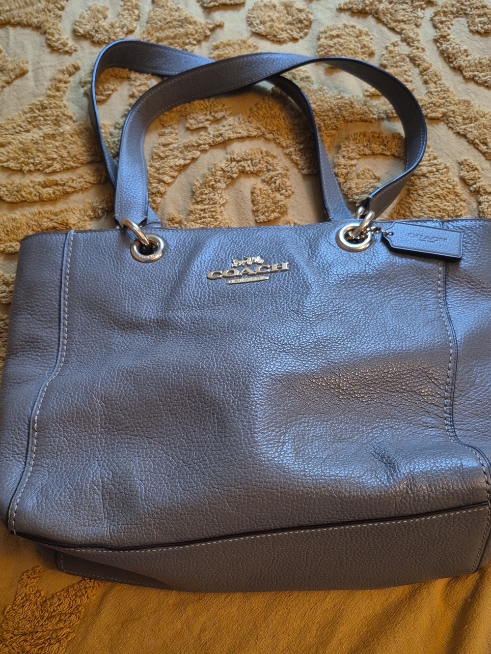 Coach Pebbled Leather Tote in Gray